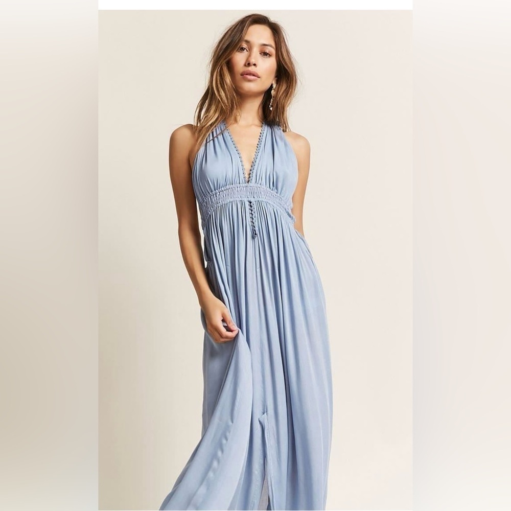 Boho Me Plunging Halter Maxi Dress Size M